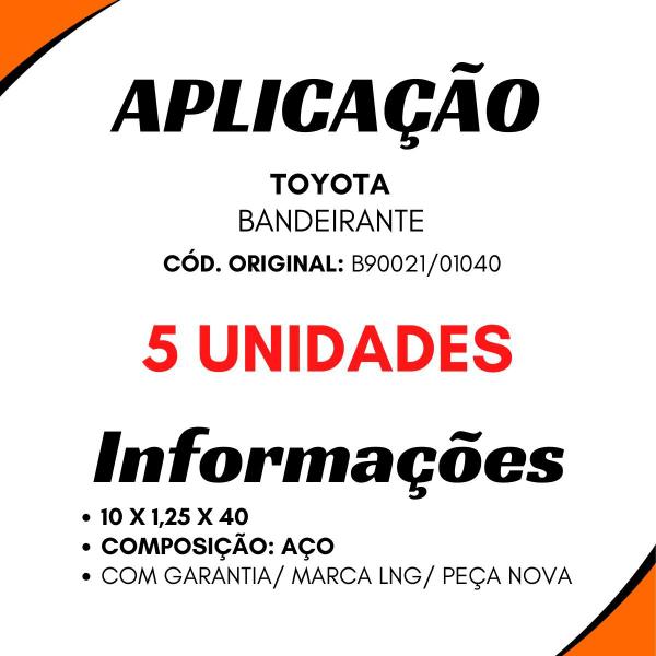 Imagem de Kit 5 Parafusos Flange Cardan 10x1,25x40 Toyota Bandeirante