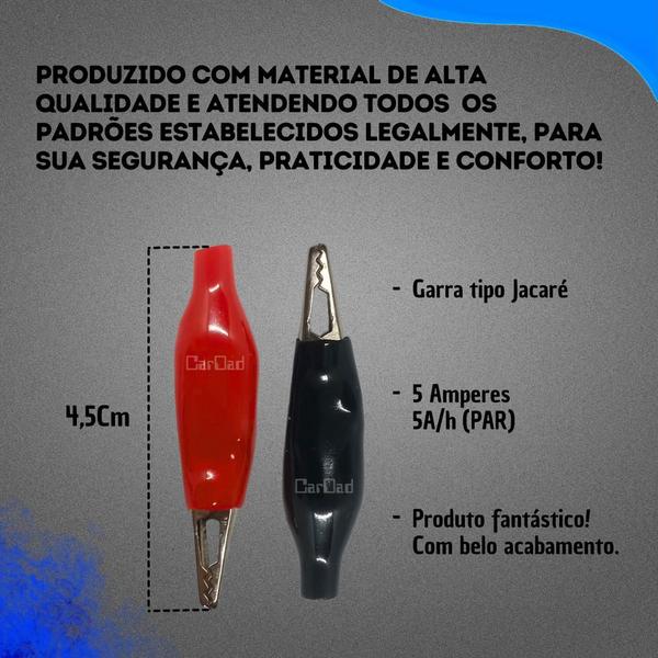 Imagem de Kit 5 Pares Garra Jacaré Clip 5a Pequeno Vermelho E Preto