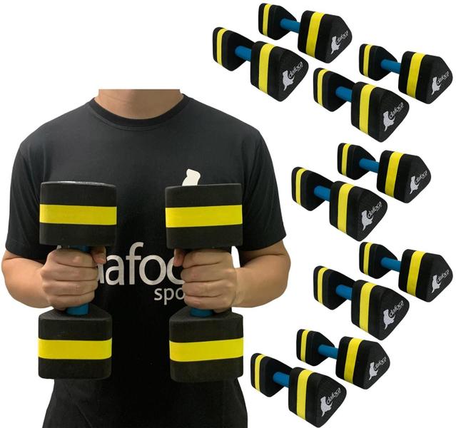 Imagem de Kit 5 Pares Halteres Hidroginástica em EVA 2 à 3kg DF1105-M Preto/Amarelo Dafoca Sports