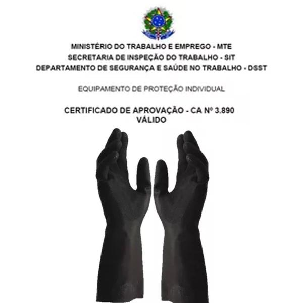 Imagem de Kit 5 Pares Luvas Segurança EPI Latex Antiderrapante Pedreiro Preta Starfer