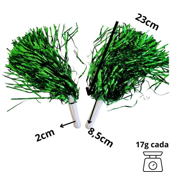 Imagem de Kit 5 pares mamãe sacode lider torcida metalizado pompom 