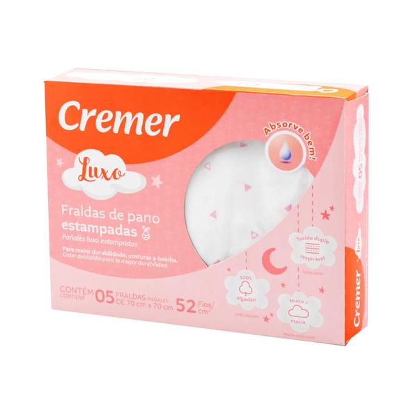 Imagem de Kit 5 Peças Fralda De Pano Cremer Luxo Menina 100% algodão