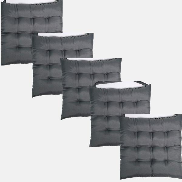 Imagem de Kit 5 Peças Futton 40x40cm Diversas Cores Futon P/Cadeiras Banquetas Sofás Pallets Almofadas Macio Com Fitas Para Amarrar