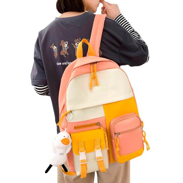 Imagem de Kit 5 Peças Mochila Multifuncional Infantil Moderna Reforçada Estojo Lancheira Espaçosa  Volta as Aulas Escolar Meninas