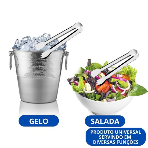 Imagem de Kit 5 Pegador de Carne em Inox Pegador Gelo Frutas Sobremesas Salada Buffet Restaurante Churrascaria