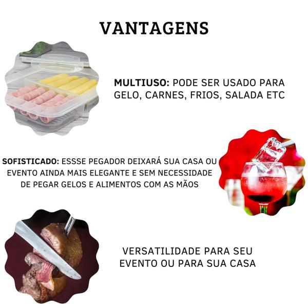 Imagem de Kit 5 Pegador Pinça De Gelo Grande 18,5cm Fruta Salada Carne Inox Bar Drinks Pestiscos