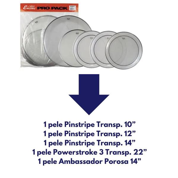 Kit 5 Peles Remo Encore Pinstripe PowerStroke 3 Ambassador En-ps30-pp Imagem de Kit 5 Peles Remo Encore Pinstripe PowerStroke 3 Ambassador En-ps30-pp