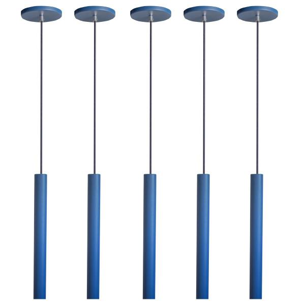 Imagem de Kit 5 Pendente Luminária Tubo Azul 30 Cm