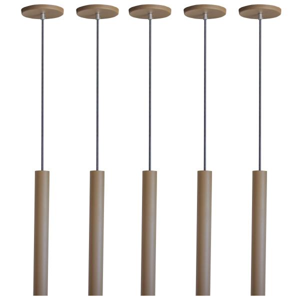 Imagem de Kit 5 Pendente Luminária Tubo Fendi 30 Cm