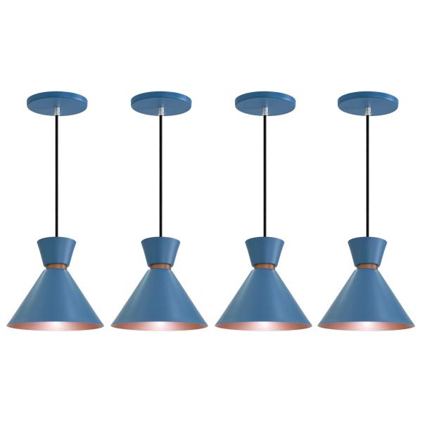 Imagem de Kit 5 Pendente Lustre Luminária Berlin 23cm Azul