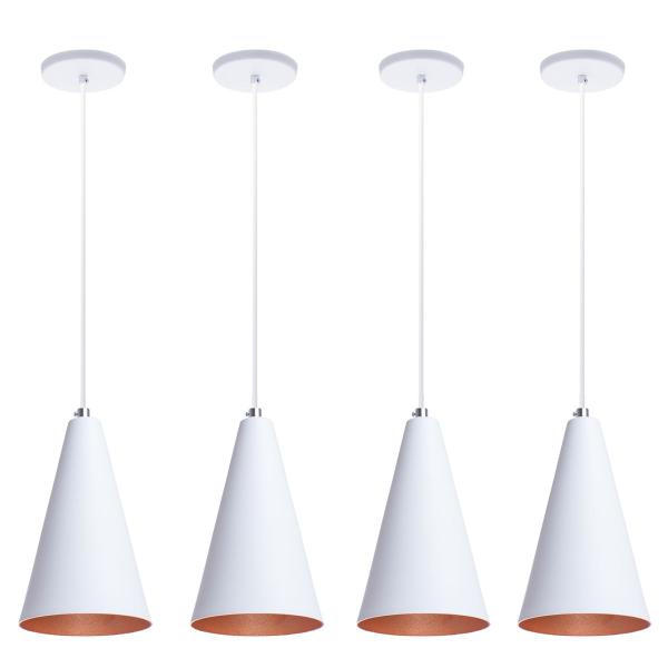 Imagem de Kit 5 Pendente Lustre Luminária Cone Branco