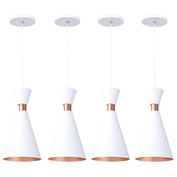 Imagem de Kit 5 Pendente Lustre Luminária Mini Pequim 24cm Branco