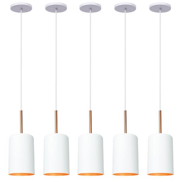 Imagem de Kit 5 Pendente Lustre Luminária Veneza Branco