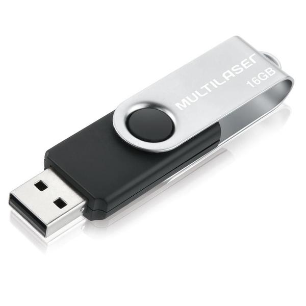 Imagem de Kit 5 Pendrive Multilaser Twist 16Gb Preto Original - Pd588