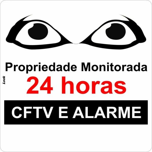 Imagem de KIT 5 Placa Aviso Ambiente Monitorado 24 Horas Cftv Alarme