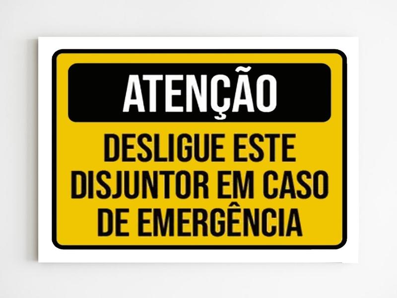 Imagem de Kit 5 Placas aviso desligue disjuntor em caso de emergência