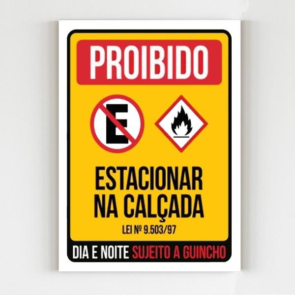 Imagem de Kit 5 Placas aviso proibido estacionar calçada dia e noite