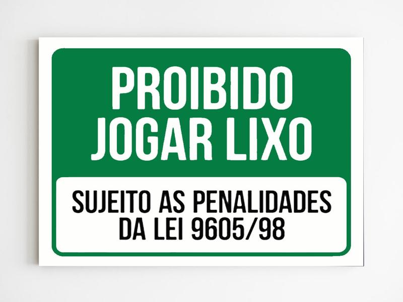 Imagem de kit 5 Placas aviso proibido jogar lixo aqui penalidades