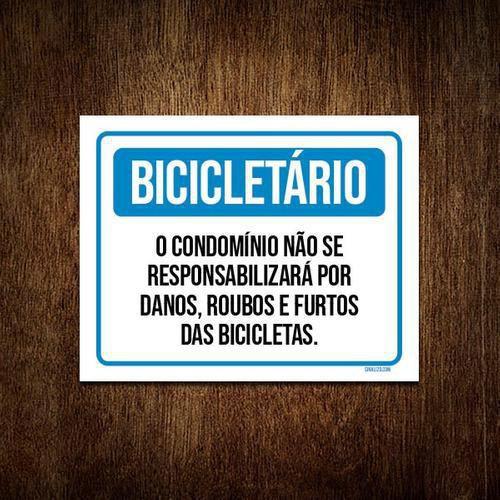 Imagem de Kit 5 Placas Bicicletário Condomínio Roubos Bicicletas