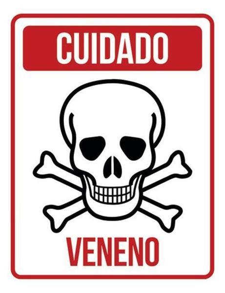 Imagem de Kit 5 Placas Cuidado Veneno Caveira Vermelha 36X46