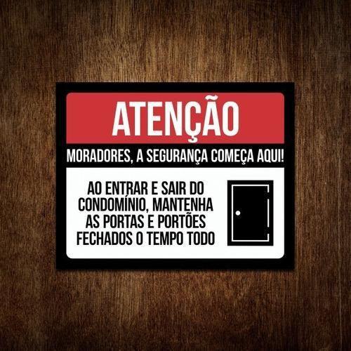 Imagem de Kit 5 Placas De Atenção Mantenha A Porta Fechada Condomínio