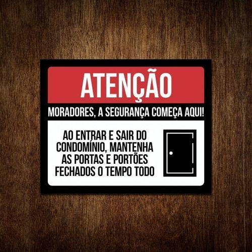 Imagem de Kit 5 Placas De Atenção Mantenha A Porta Fechada Condomínio