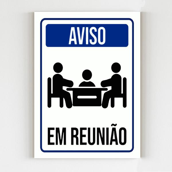 Imagem de kit 5 placas de aviso em reunião mdf escritorio 20x29 A4