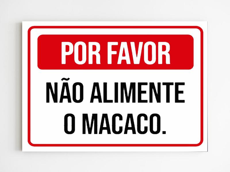 Imagem de Kit 5 Placas de aviso por favor não alimente o macaco