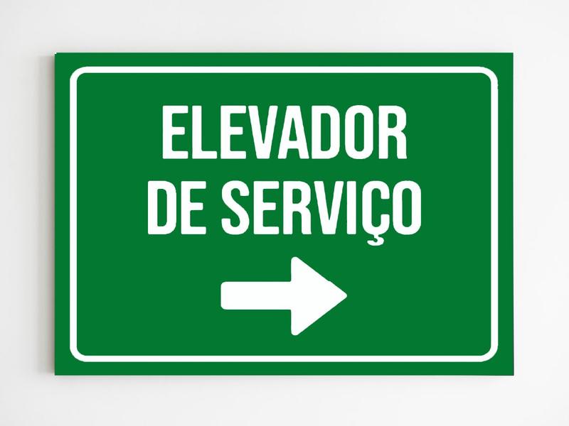 Imagem de kit 5 placas de sinalização ambiente elevador de serviço