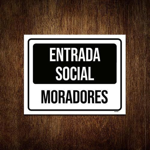 Imagem de Kit 5 Placas De Sinalização - Entrada Social Moradores