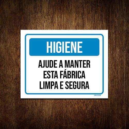 Imagem de Kit 5 Placas Higiene Ajude Manter Esta Fábrica Limpa Segura