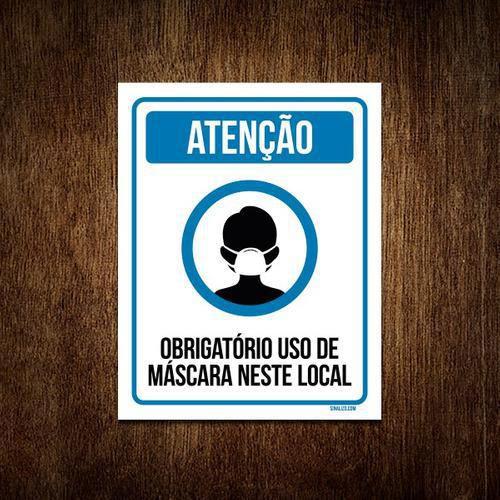 Imagem de Kit 5 Placas Obrigatório Uso Máscara Neste Local