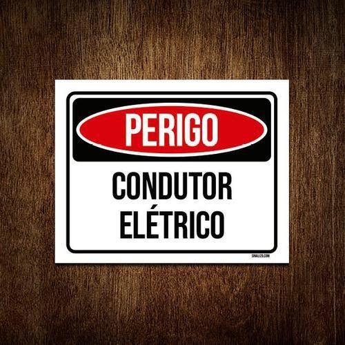 Imagem de Kit 5 Placas Perigo Condutor Elétrico