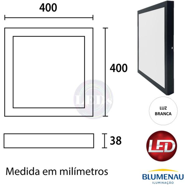 Imagem de Kit 5 Plafon Quadrado Sobrepor 32W Preto Branco Frio 6500K