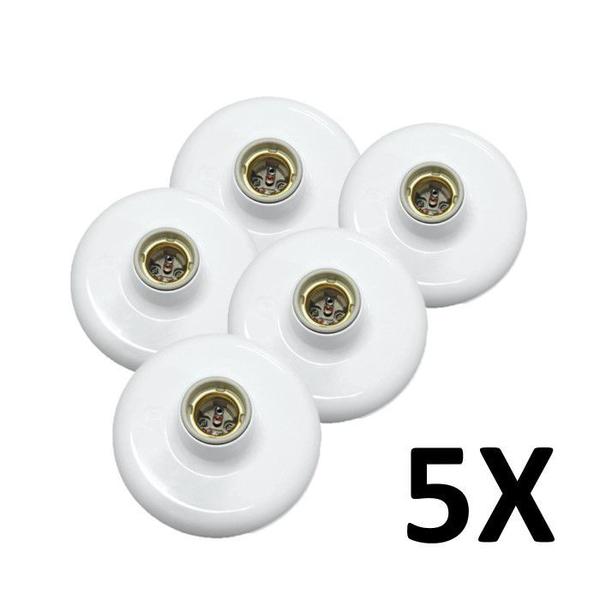 Imagem de Kit 5 Plafonier Plafon em Soquete de Porcelana 100W