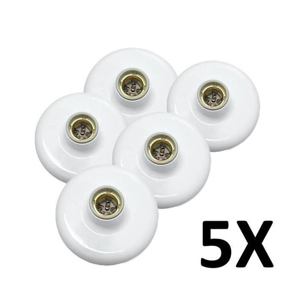 Imagem de Kit 5 Plafonier Plafon Em Soquete De Porcelana 100W