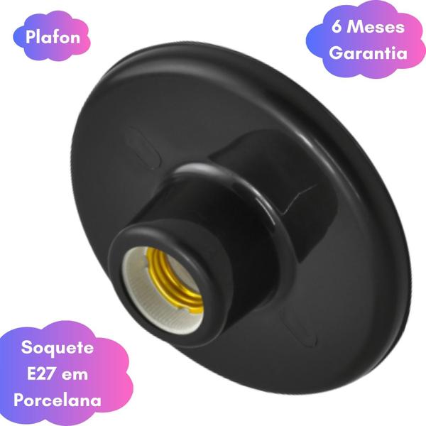 Imagem de Kit 5 Plafons para Lâmpada de Teto 100w Autovolt Bocal E27 Redondo Compacto Discreto Pronto para Instalação