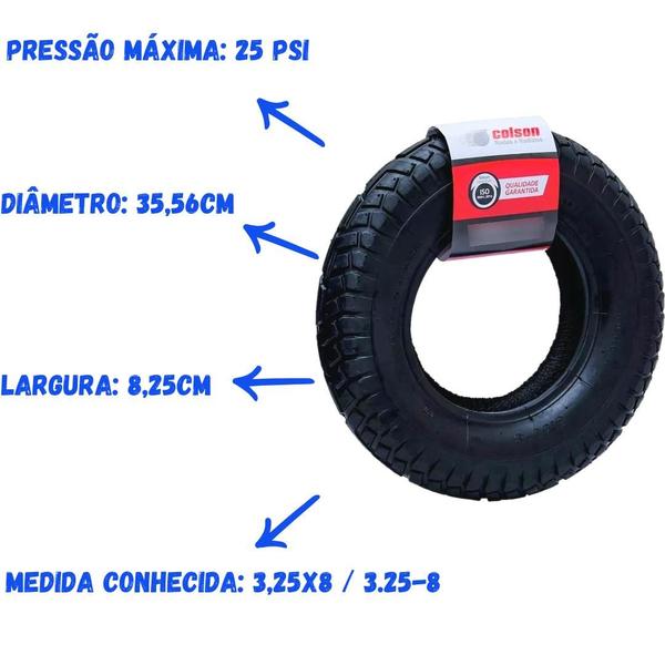 Imagem de Kit 5 Pneu Para Carrinho De Mão 3,25x8 Enduro 2 Colson