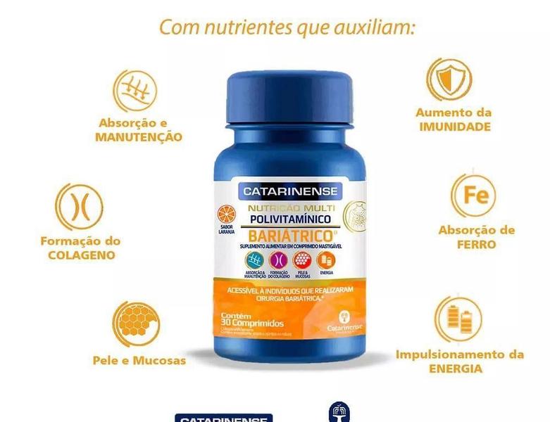 Imagem de Kit 5 Polivitamínico Bariátrico Multi Catarinense Sabor Sabor Laranja 30 Cápsulas