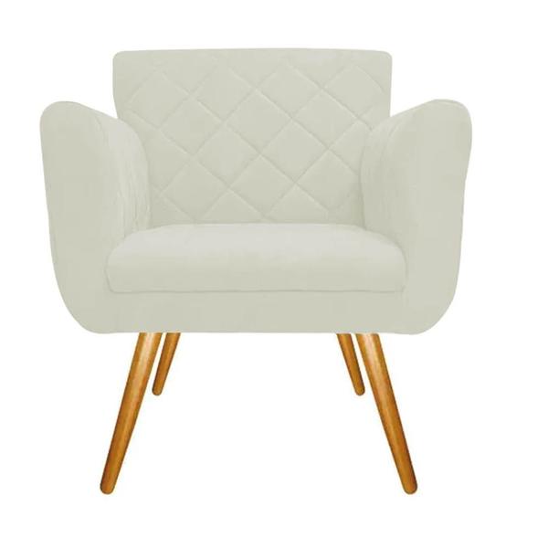 Imagem de Kit 5 Poltronas Cadeira Decorativa Cloe  Pé Palito Para Sala de Estar Recepção Escritório Suede Branco - KDAcanto Móveis