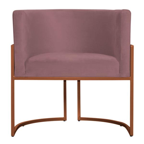 Imagem de Kit 5 Poltronas Decorativa Luana Base Bronze Veludo Rosê - Montanaris Decor