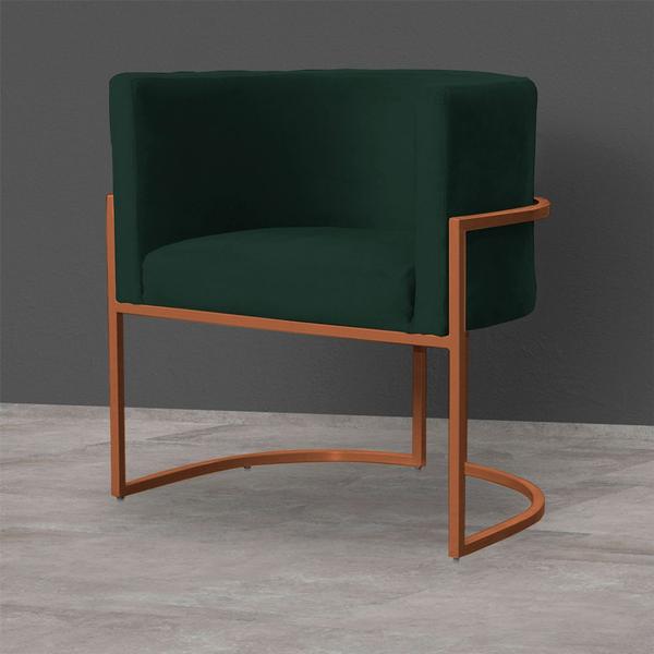 Imagem de Kit 5 Poltronas Decorativa Luana Base Bronze Veludo Verde - Montanaris Decor