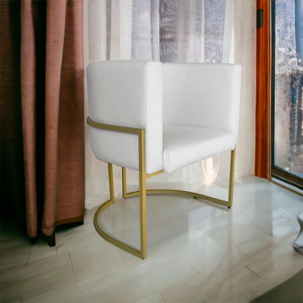 Imagem de Kit 5 Poltronas Decorativa Luana Base Gold PU Branco - Montanaris Decor