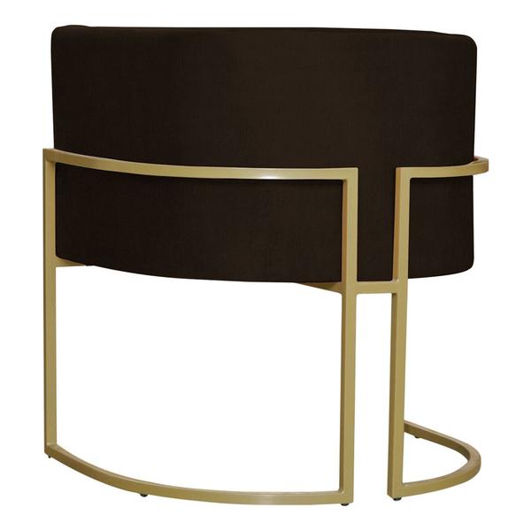 Imagem de Kit 5 Poltronas Decorativa Sala de Estar Luana Base Gold Suede Marrom - Montanaris Decor