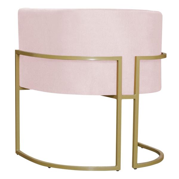 Imagem de Kit 5 Poltronas Decorativa Sala de Estar Luana Base Gold Suede Rosa Claro - Montanaris Decor