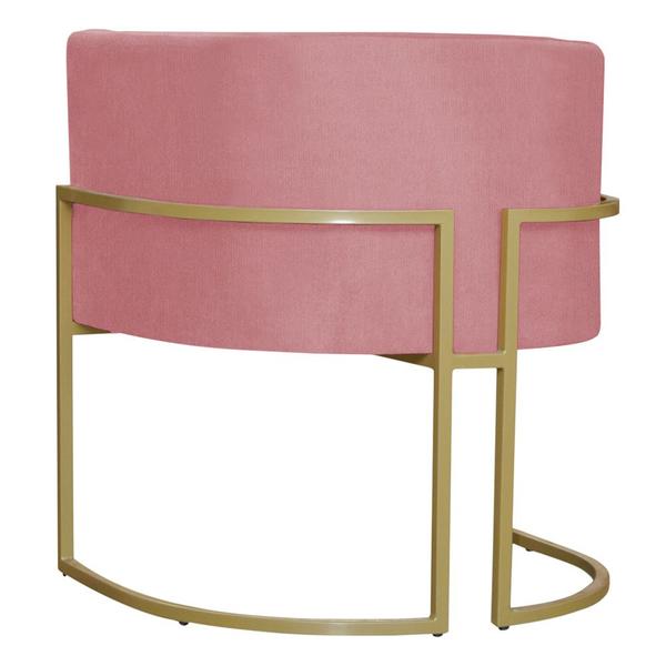 Imagem de Kit 5 Poltronas Decorativa Sala de Estar Luana Base Gold Suede Rosa - Montanaris Decor