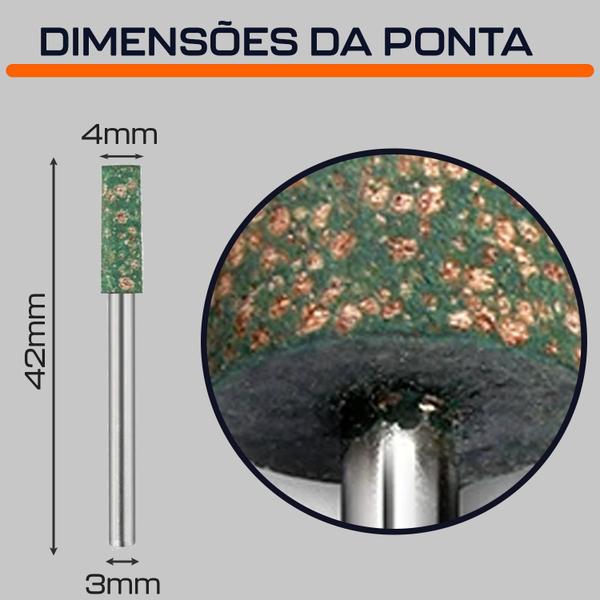 Imagem de Kit 5 Ponta Montada 4-10mm Borracha Gergelim Micro Retífica