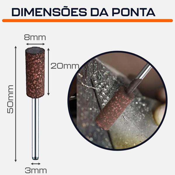 Imagem de Kit 5 Ponta Montada 4 a 10mm Haste 3m Borracha com Abrasivos