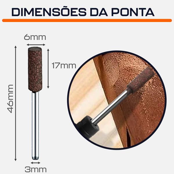 Imagem de Kit 5 Ponta Montada 4 a 10mm Haste 3m Borracha com Abrasivos