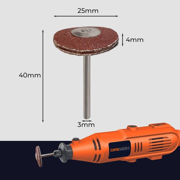 Imagem de Kit 5 Ponta Montada 4 Disco de Lixa Haste 3mm Micro Retífica